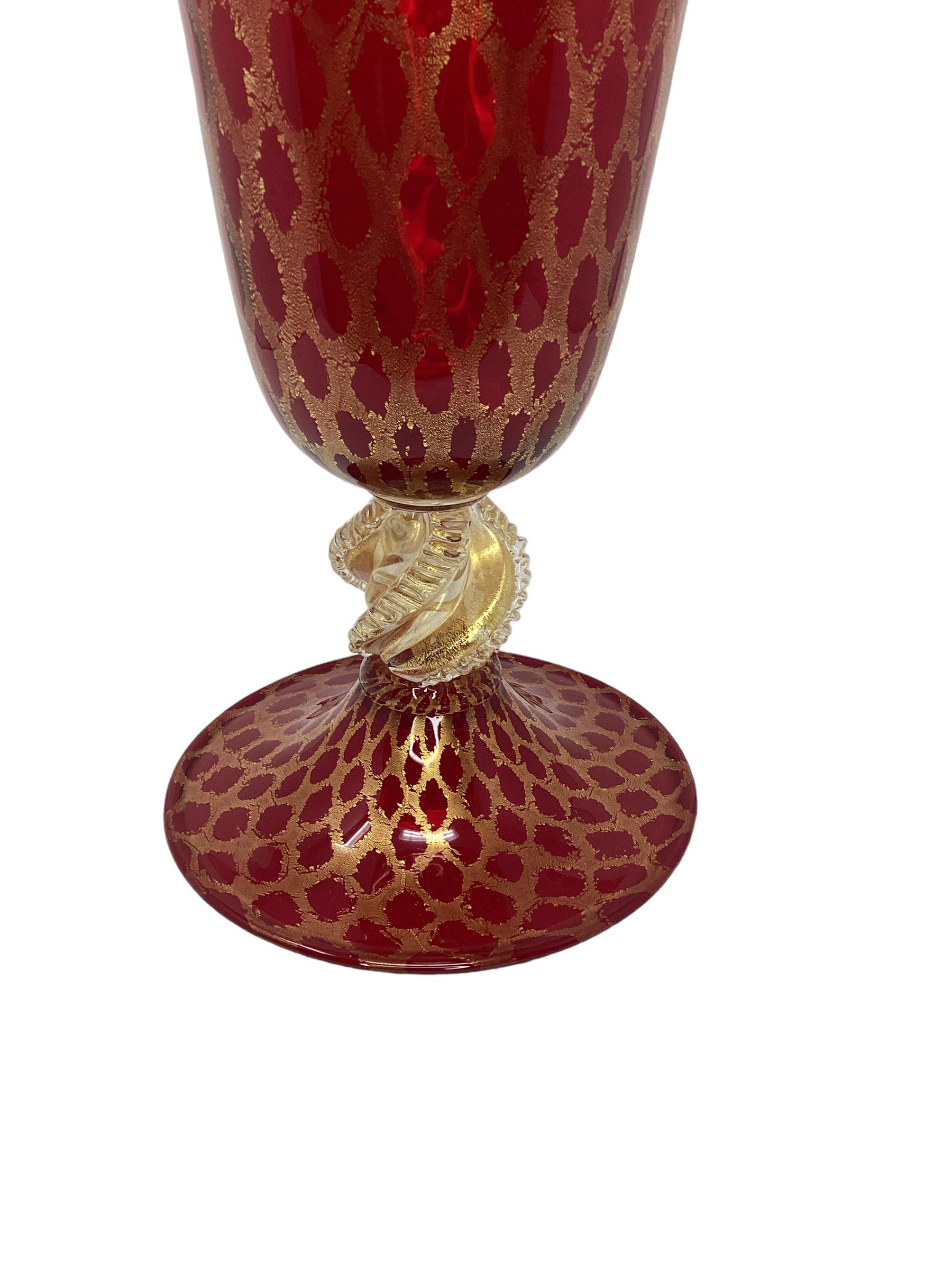 Italian Large Vintage Trumpet Murano Glass Vase For Sale