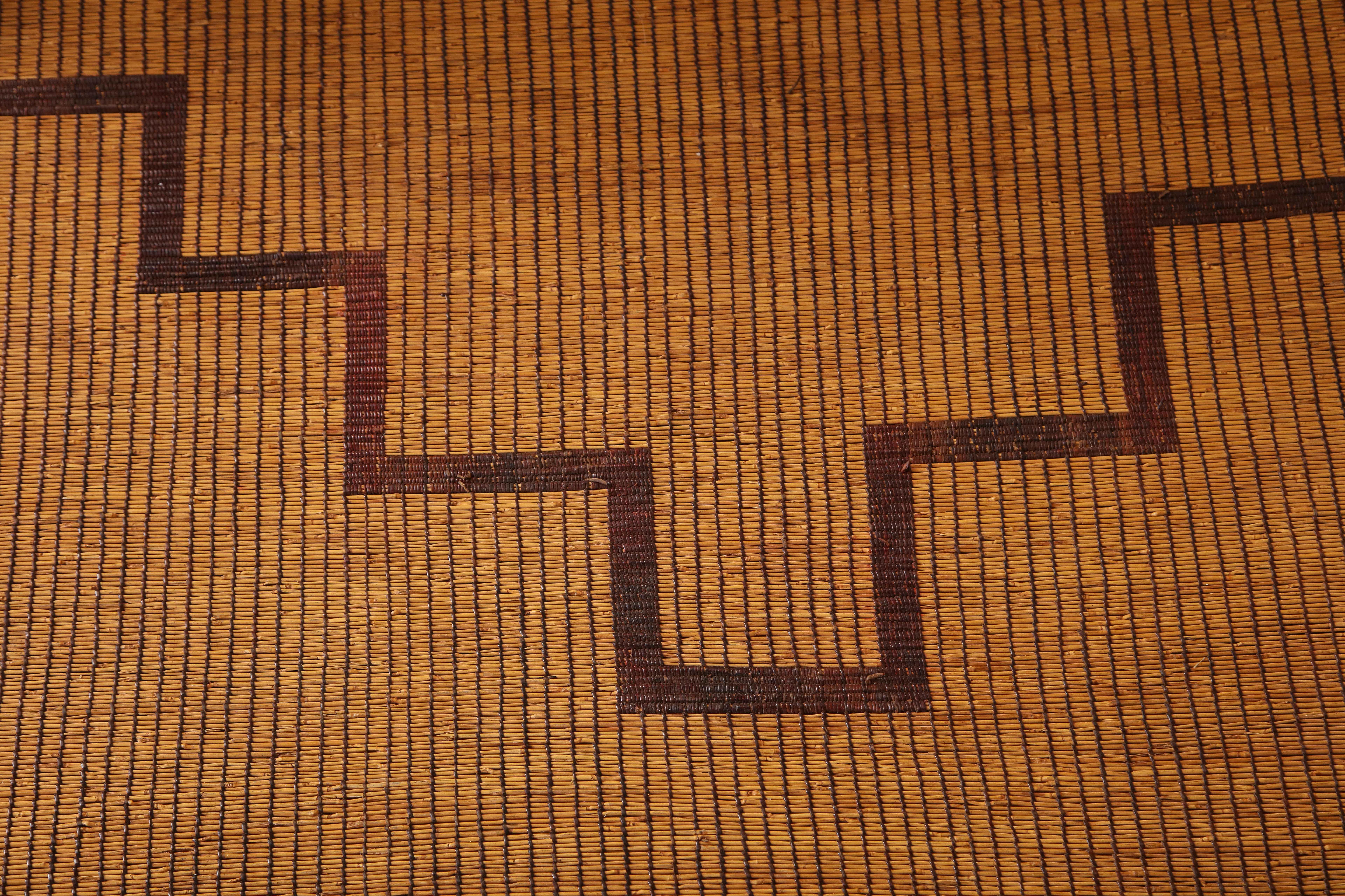 20th Century Large Vintage Tribal Tuareg Leather and Reed Rug, North Africa, 1960s