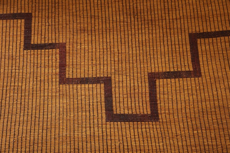 Large Vintage Tribal Tuareg Leather and Reed Rug, North Africa, 1960s For Sale 1