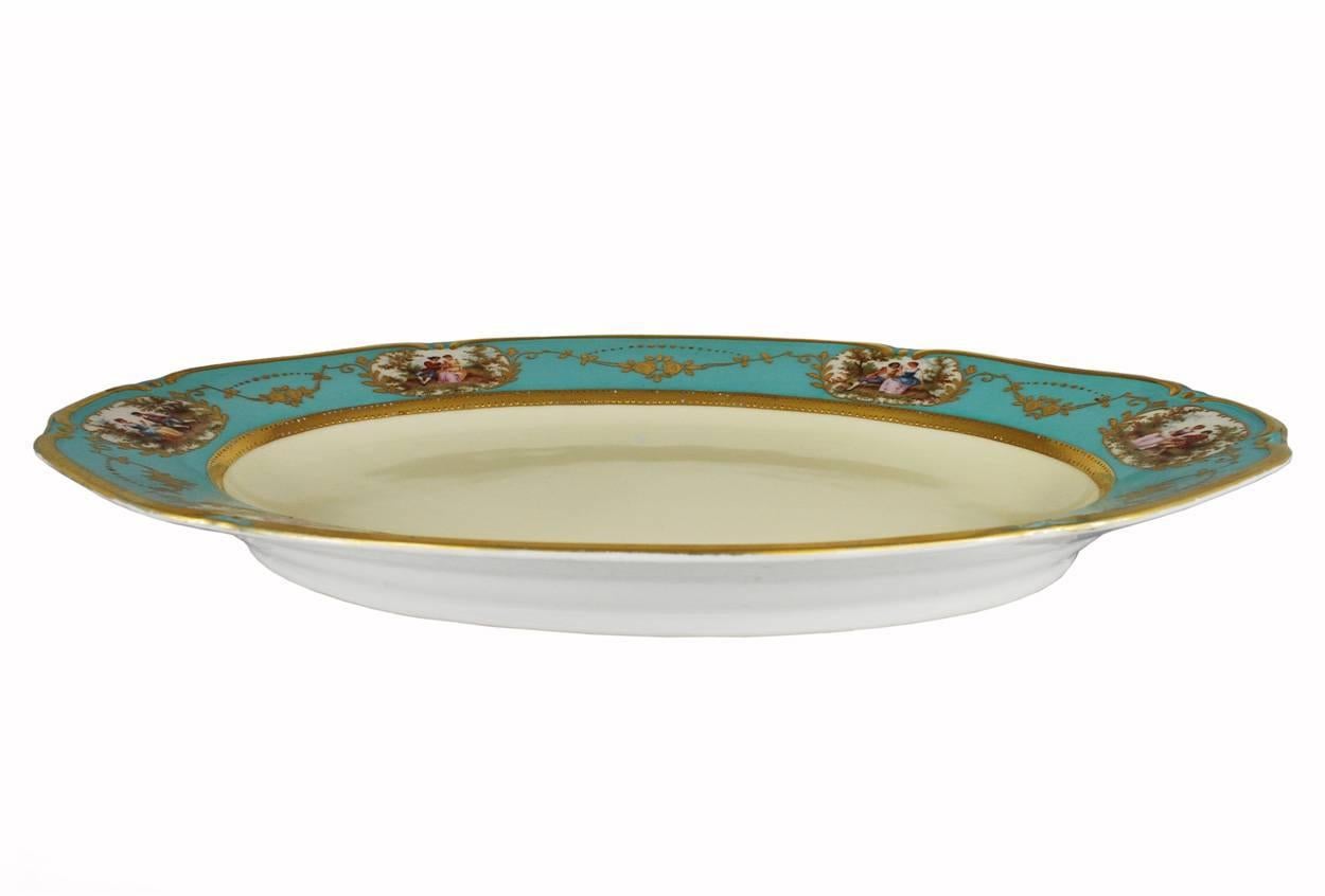 Glazed Celeste Aqua Blue Porcelain Tureen and Underplate by Thomas Bavaria, circa 1930 For Sale