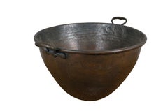 Large Vintage Turkish Hammered Dovetailed Copper Cauldron Pot Kettle 25"