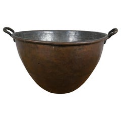 Large Vintage Turkish Hammered Dovetailed Copper Cauldron Pot Kettle 25"