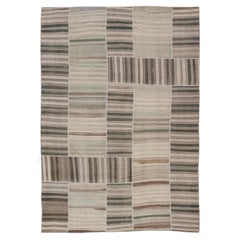 Large Vintage Turkish Kilim Rug -Earthy Tones and Striped Design 12' x 15'2