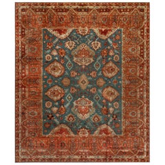 Doris Leslie Blau Grande tappeto turco d'epoca in lana Oushak fatto a mano