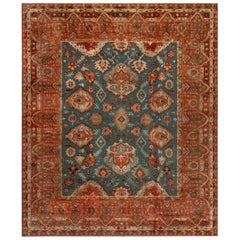 Large Vintage Turkish Oushak Handmade Wool Carpet