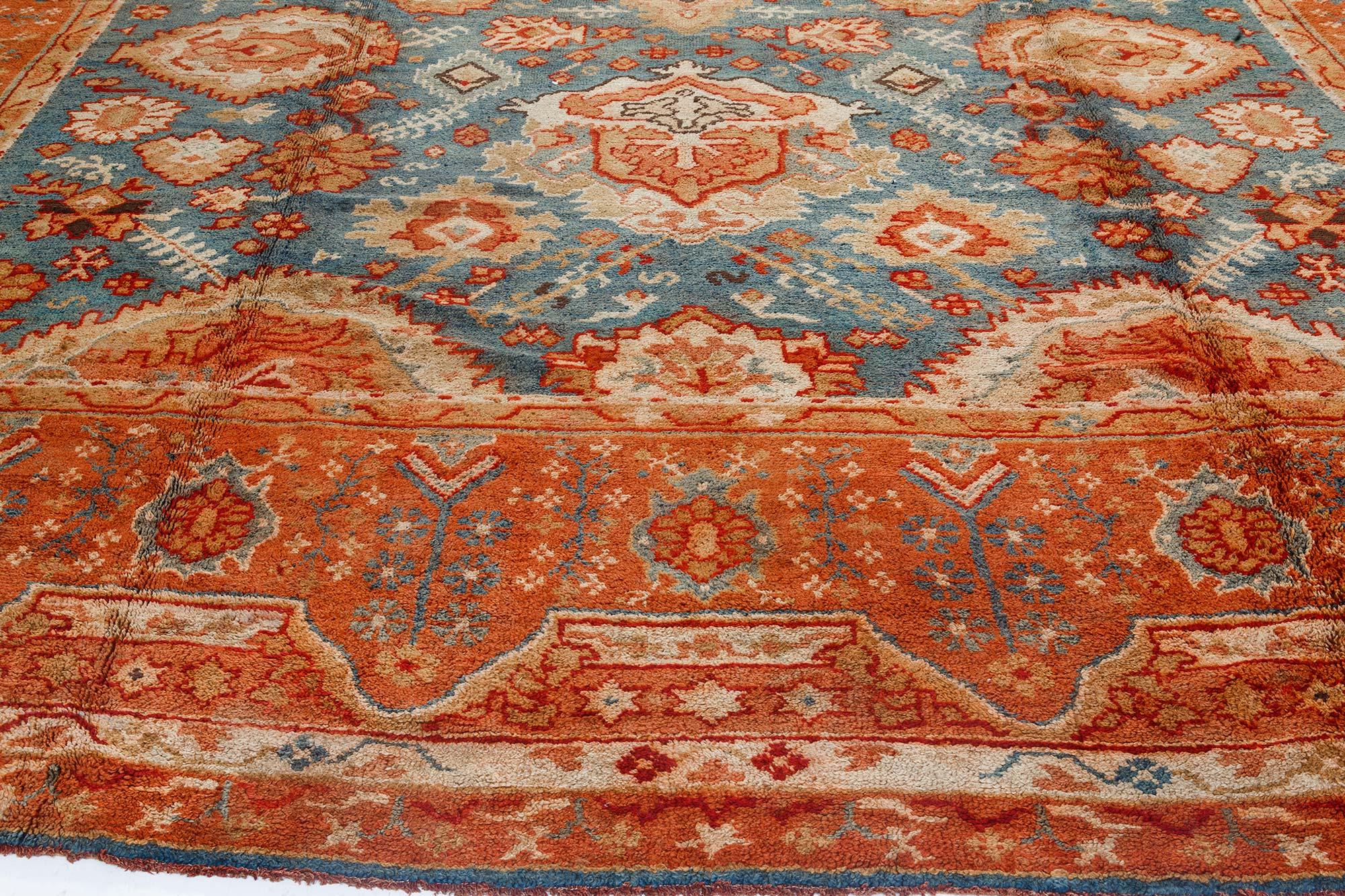 20th Century Large Vintage Turkish Oushak Handmade Wool Carpet For Sale