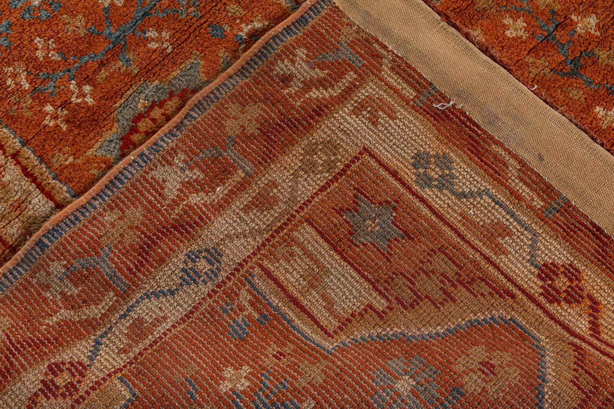Large Vintage Turkish Oushak Handmade Wool Carpet For Sale 2