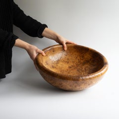 Large Vintage Turned Burl Oak Bowl, Table Centrepiece, Mid 20th Century