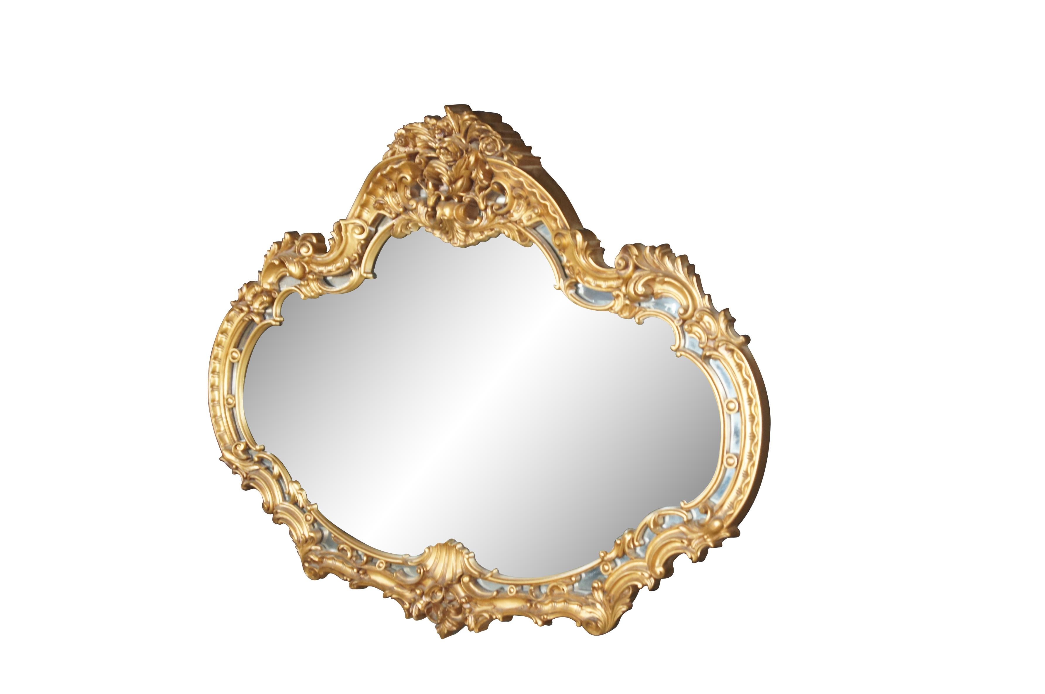 Barocco Grande specchio da parete vintage Turner Mfg in stile barocco rococò smerlato da 57