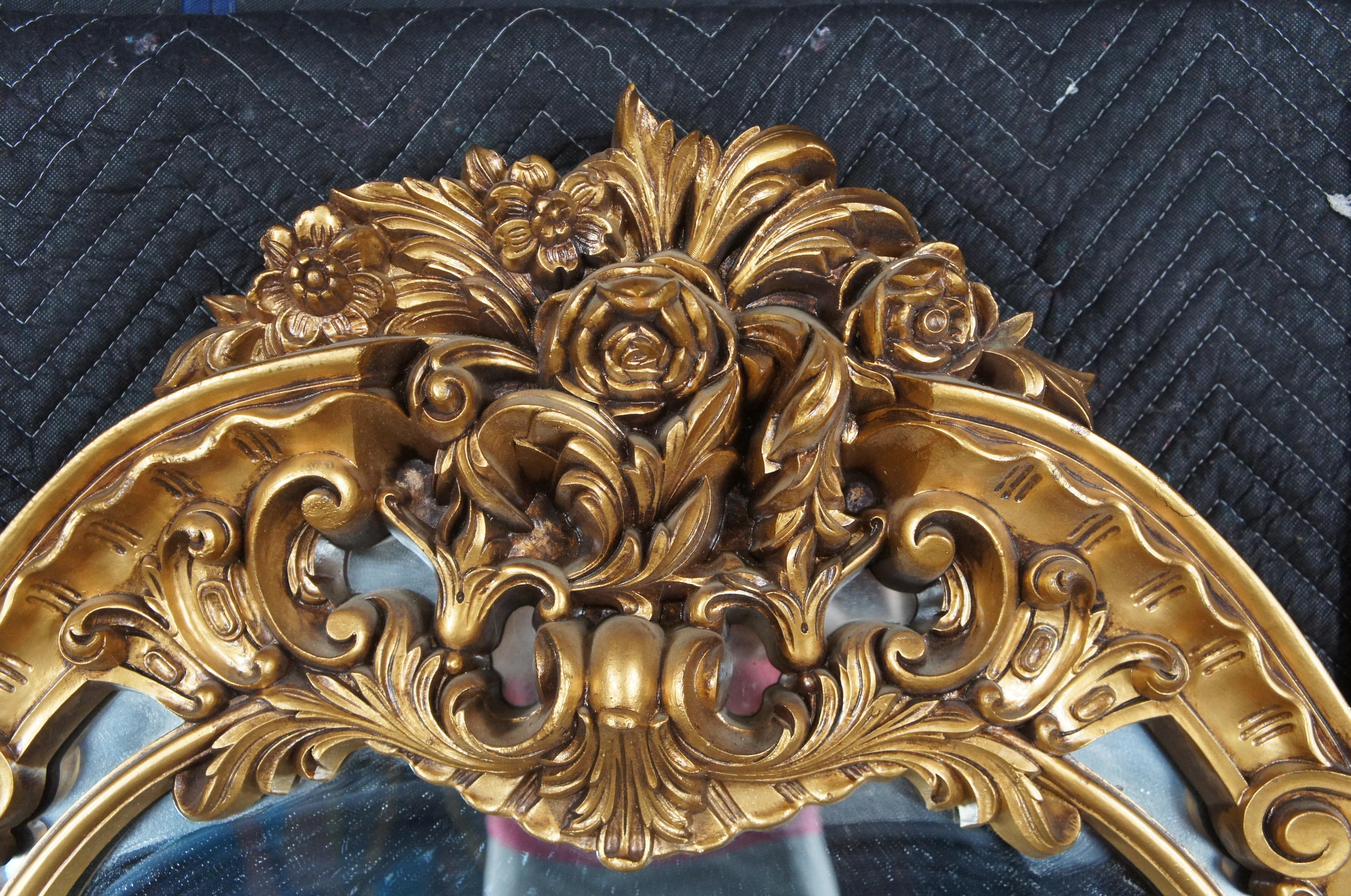 Americano Grande specchio da parete vintage Turner Mfg in stile barocco rococò smerlato da 57