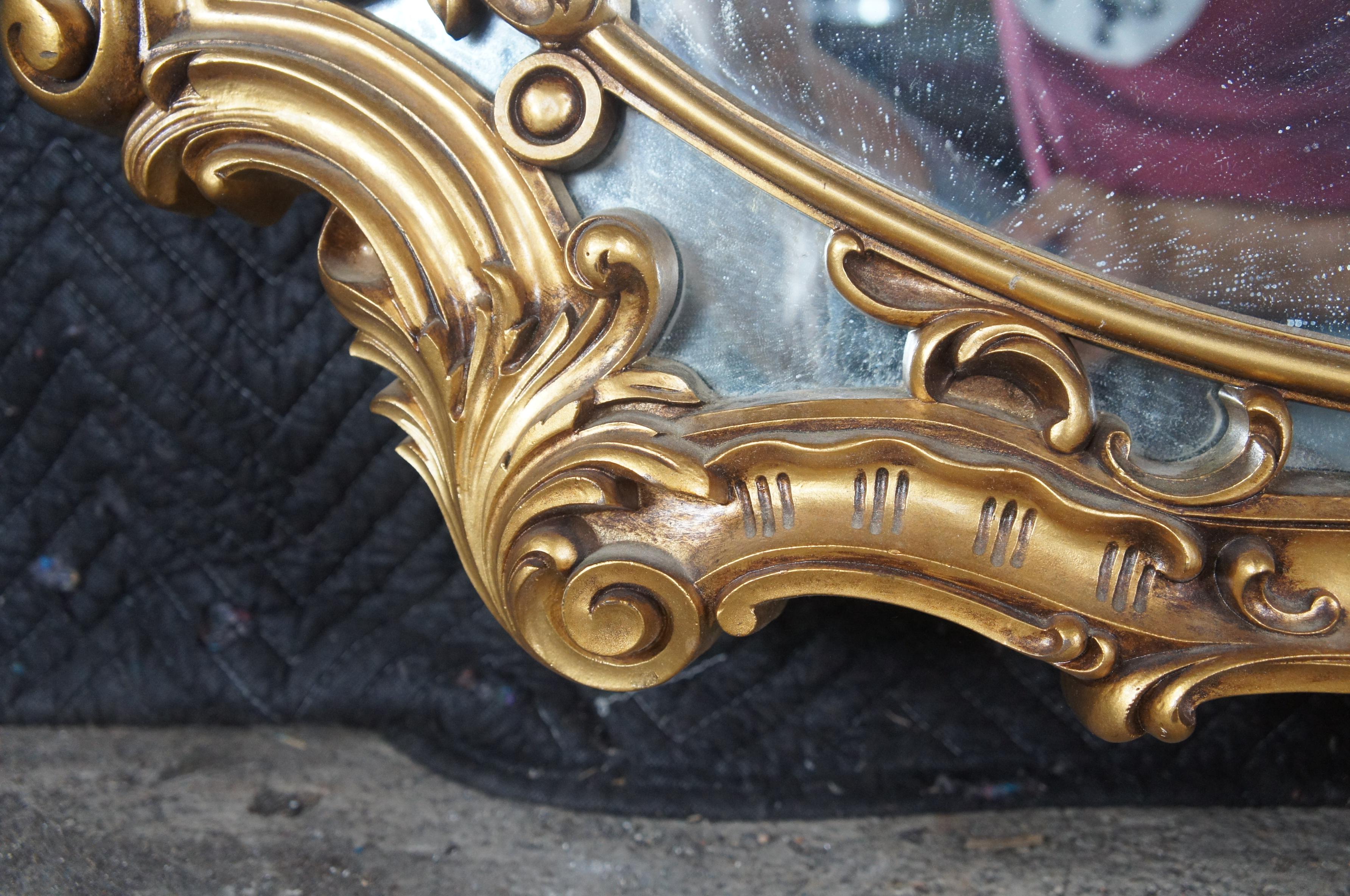 Specchio Grande specchio da parete vintage Turner Mfg in stile barocco rococò smerlato da 57