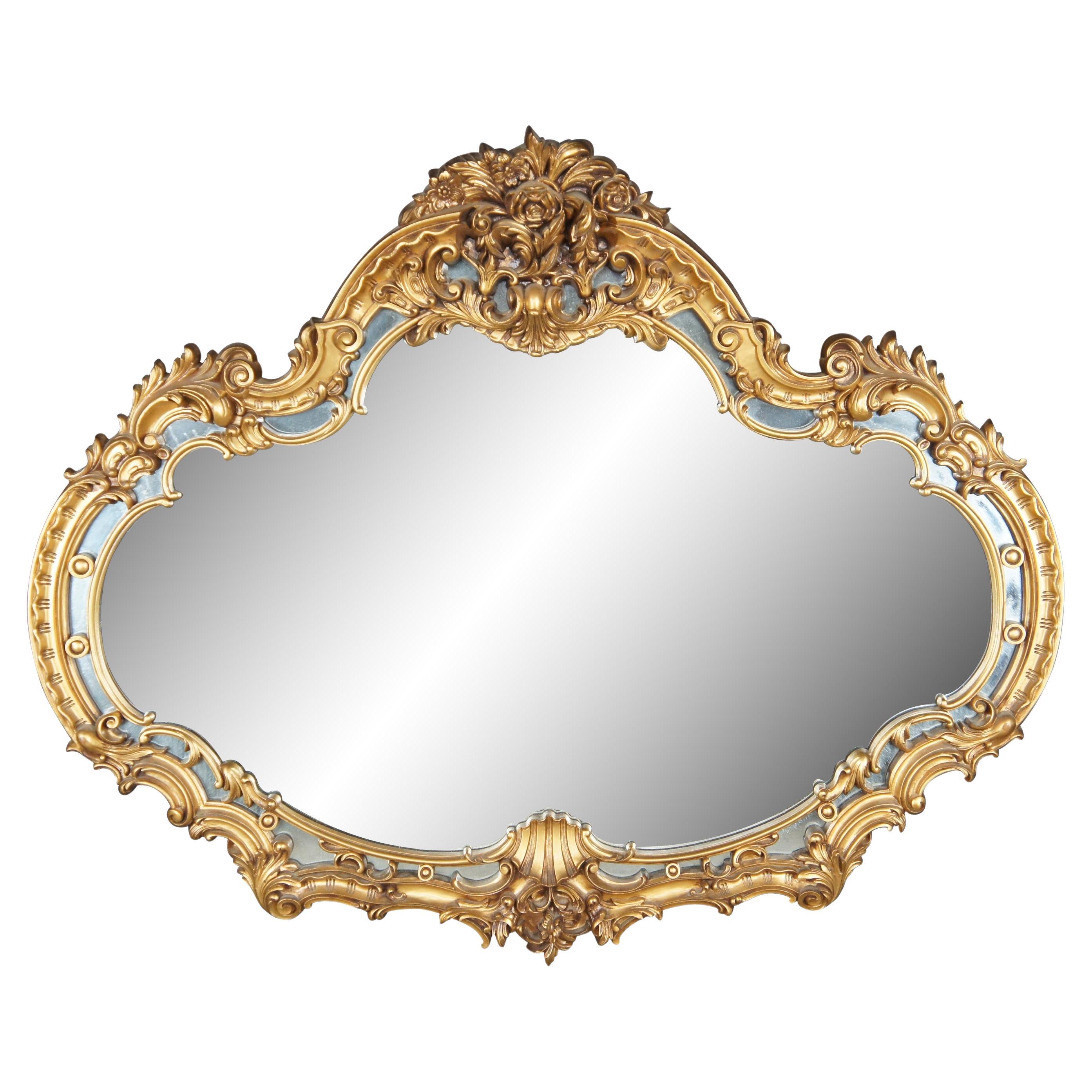 Grande specchio da parete vintage Turner Mfg in stile barocco rococò smerlato da 57" in vendita
