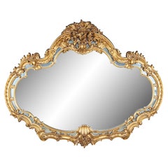 Grande specchio da parete vintage Turner Mfg in stile barocco rococò smerlato da 57"