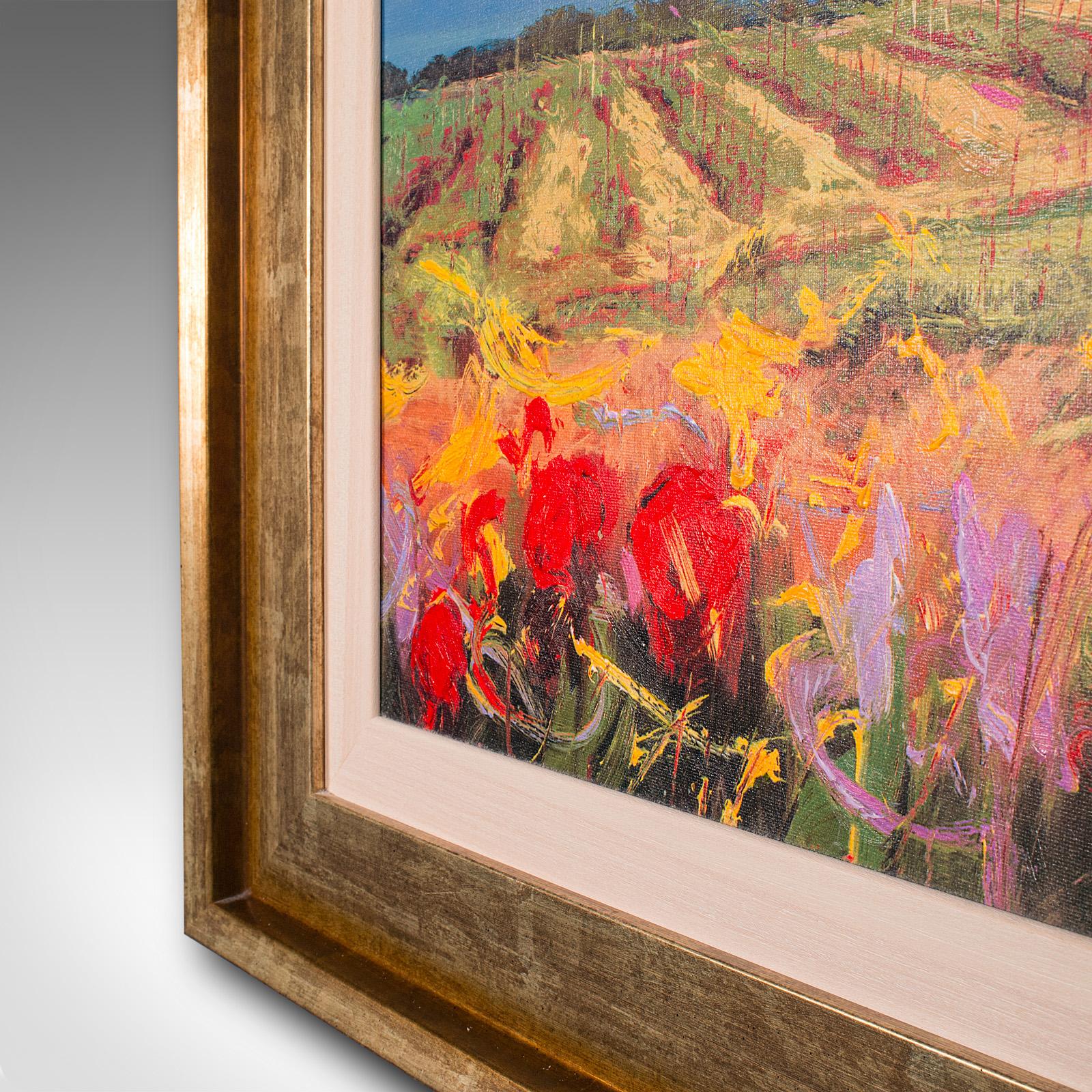 Large Vintage Tuscan Landscape, Italian, Framed Oil on Canvas, Artist Signed For Sale 1