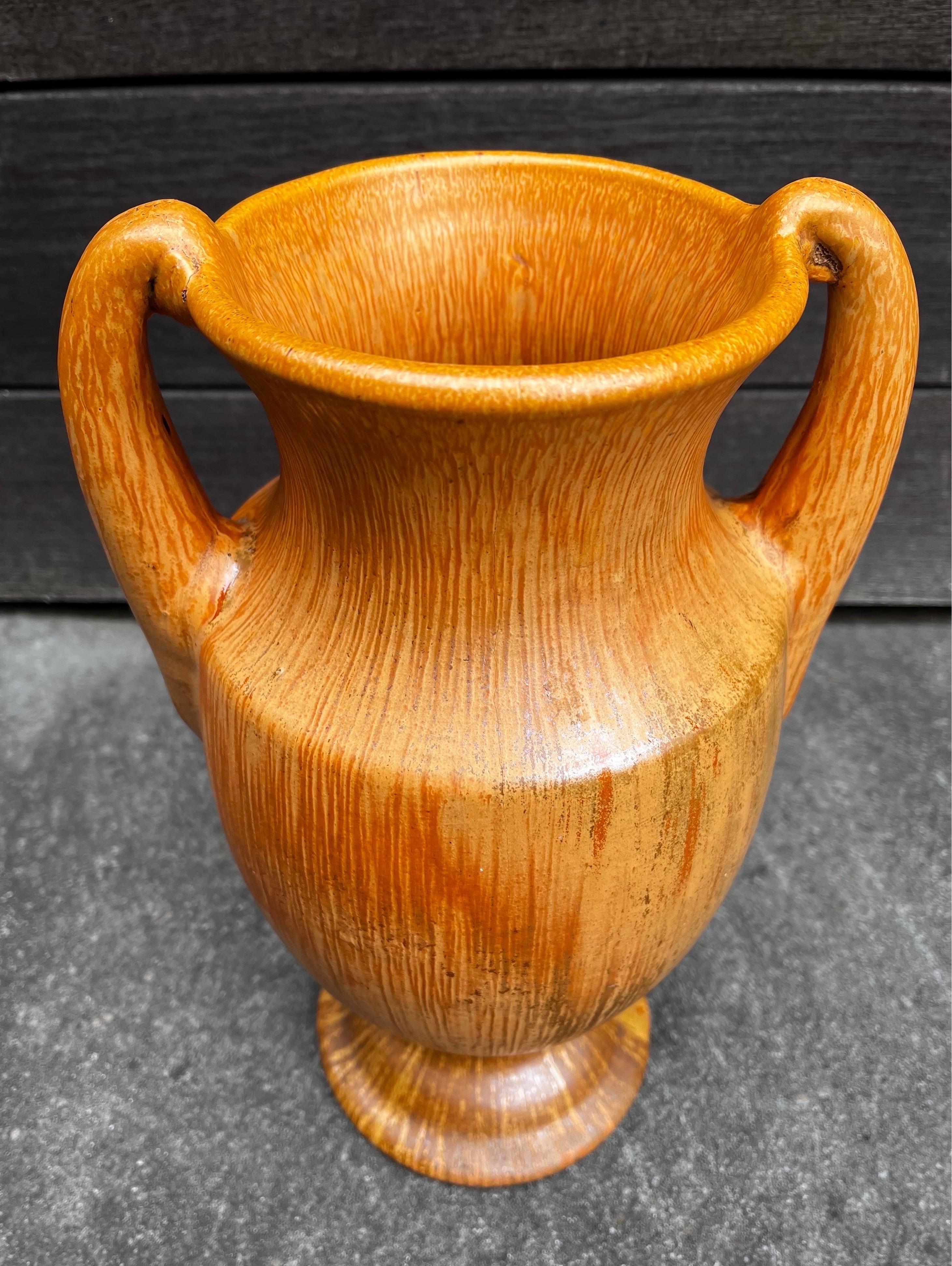 20th Century Large Vintage Two Handle Ceramic Vase For Sale