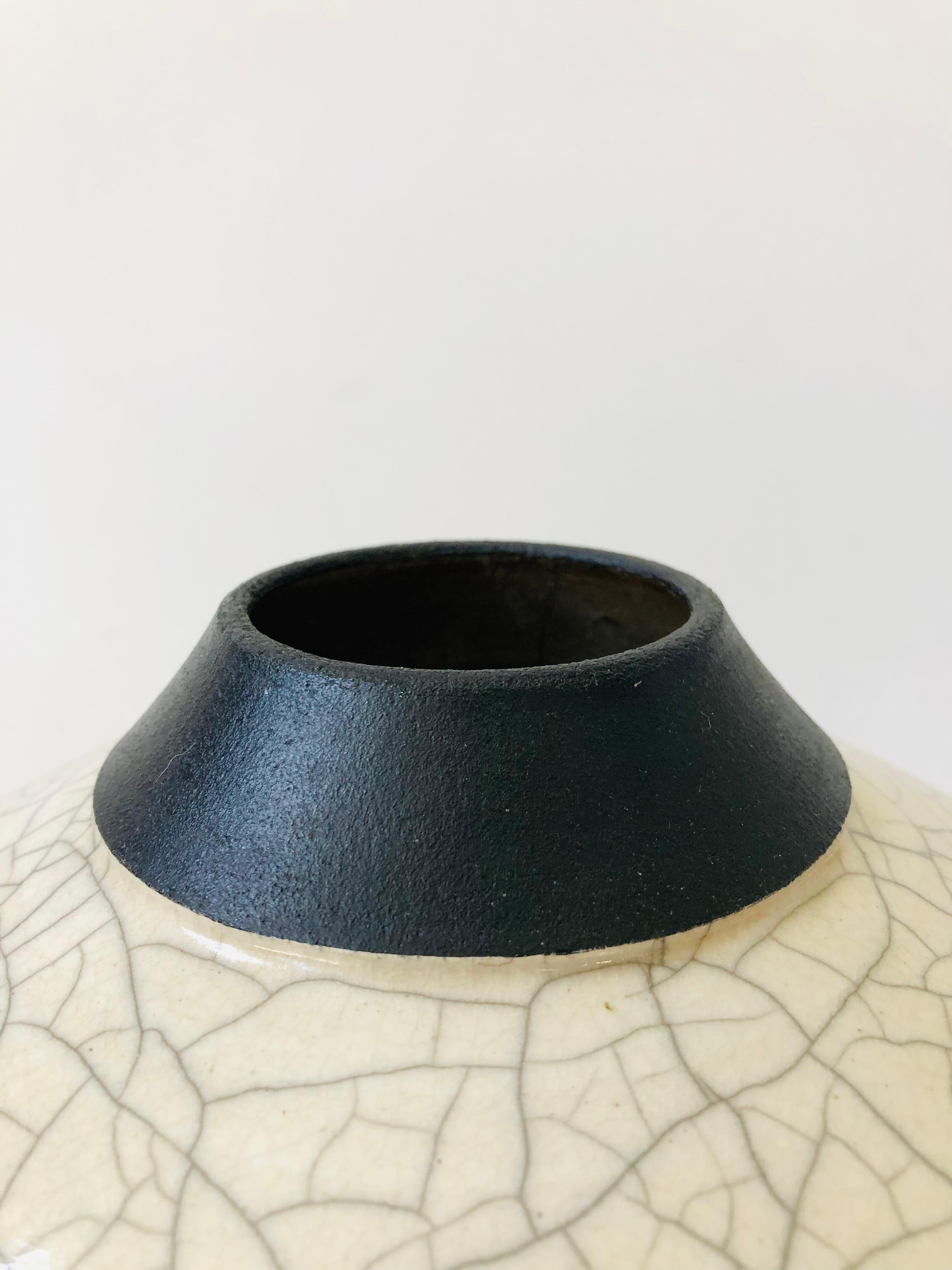 Large Vintage Two Toned Raku Pottery Vase at 1stDibs