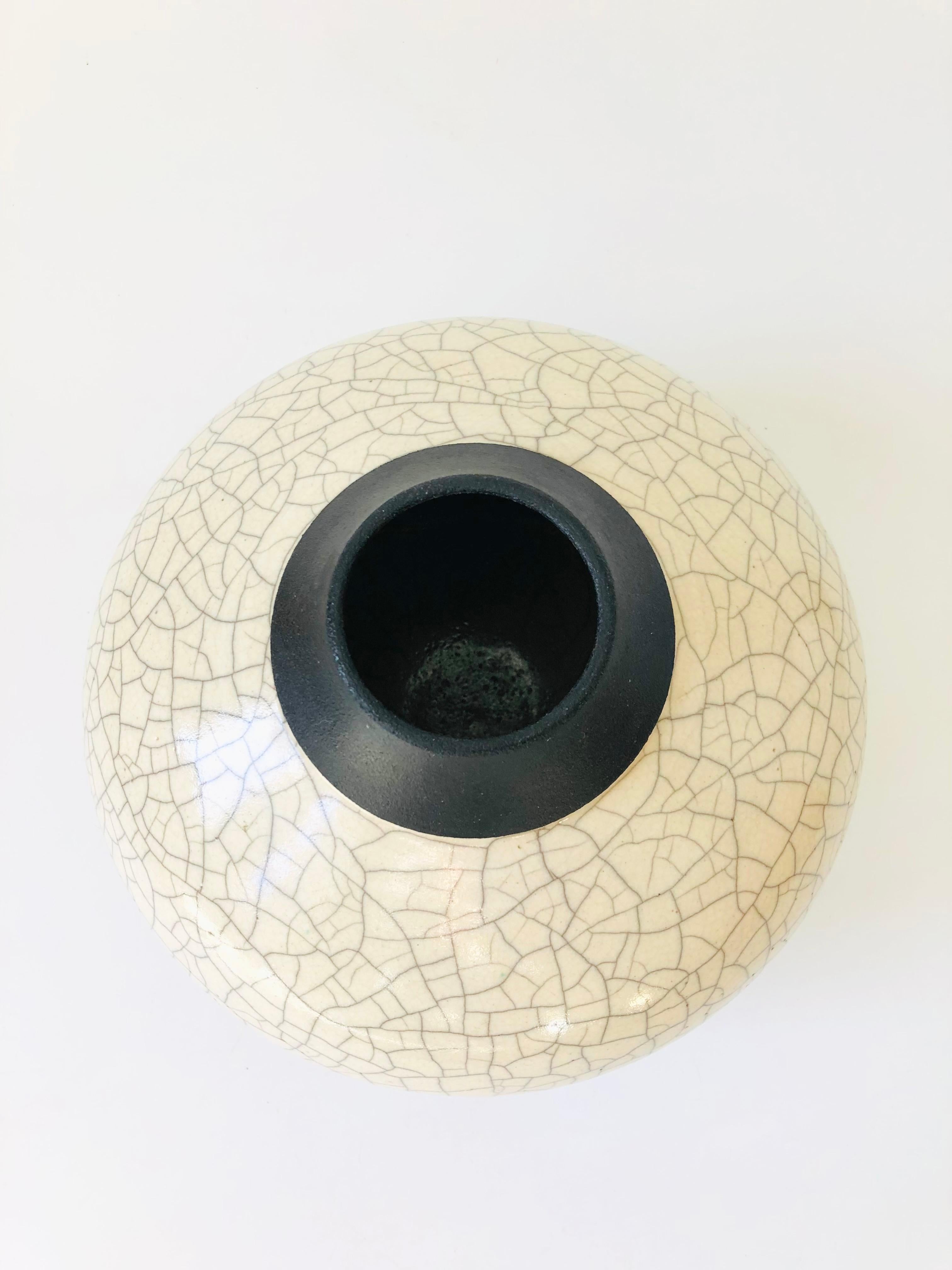 Roger Raku Raku Twoa Large Vintage Two Toned Raku Pottery Vase at 1stDibs
