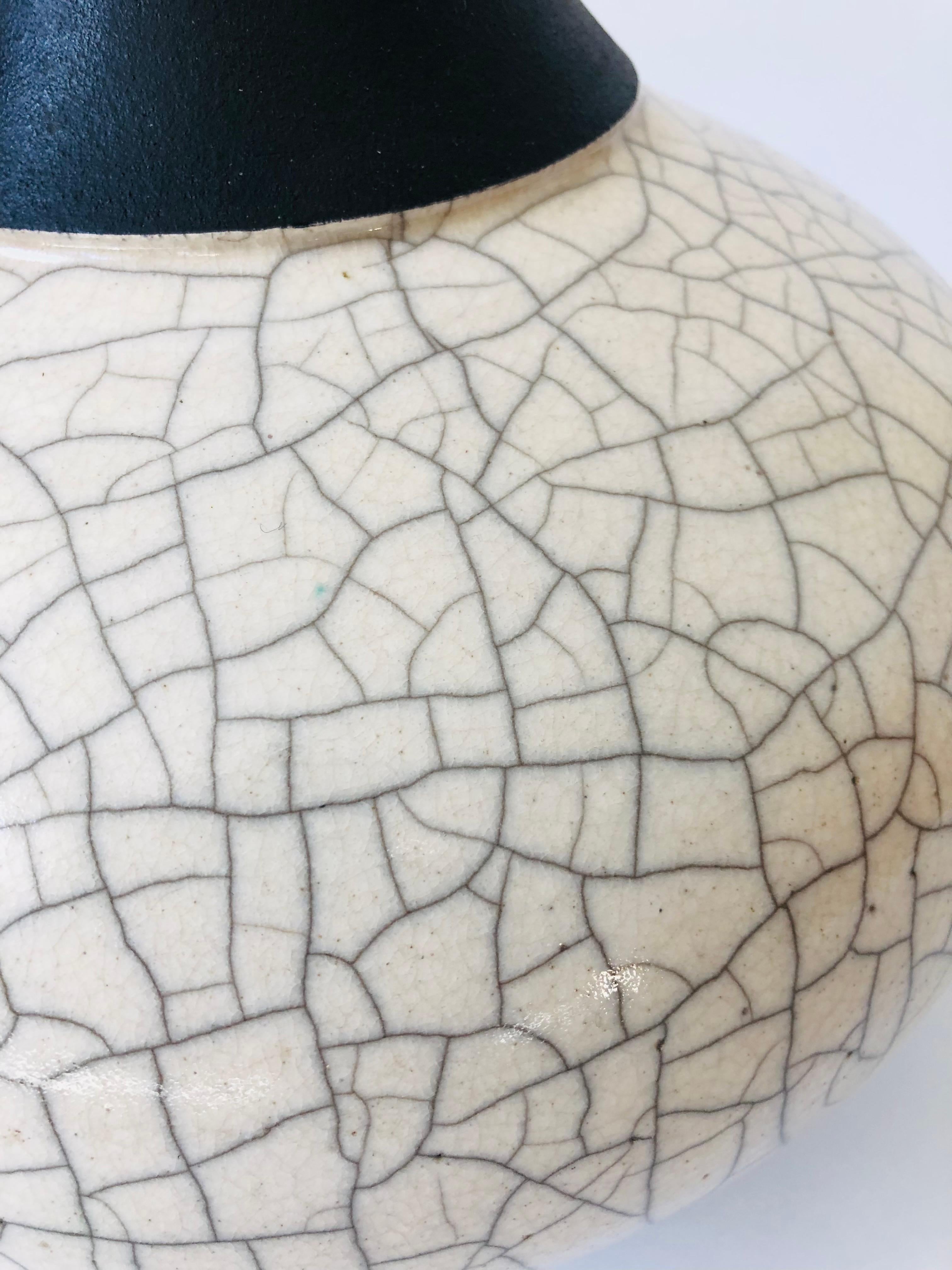 Large Vintage Two Toned Raku Pottery Vase at 1stDibs
