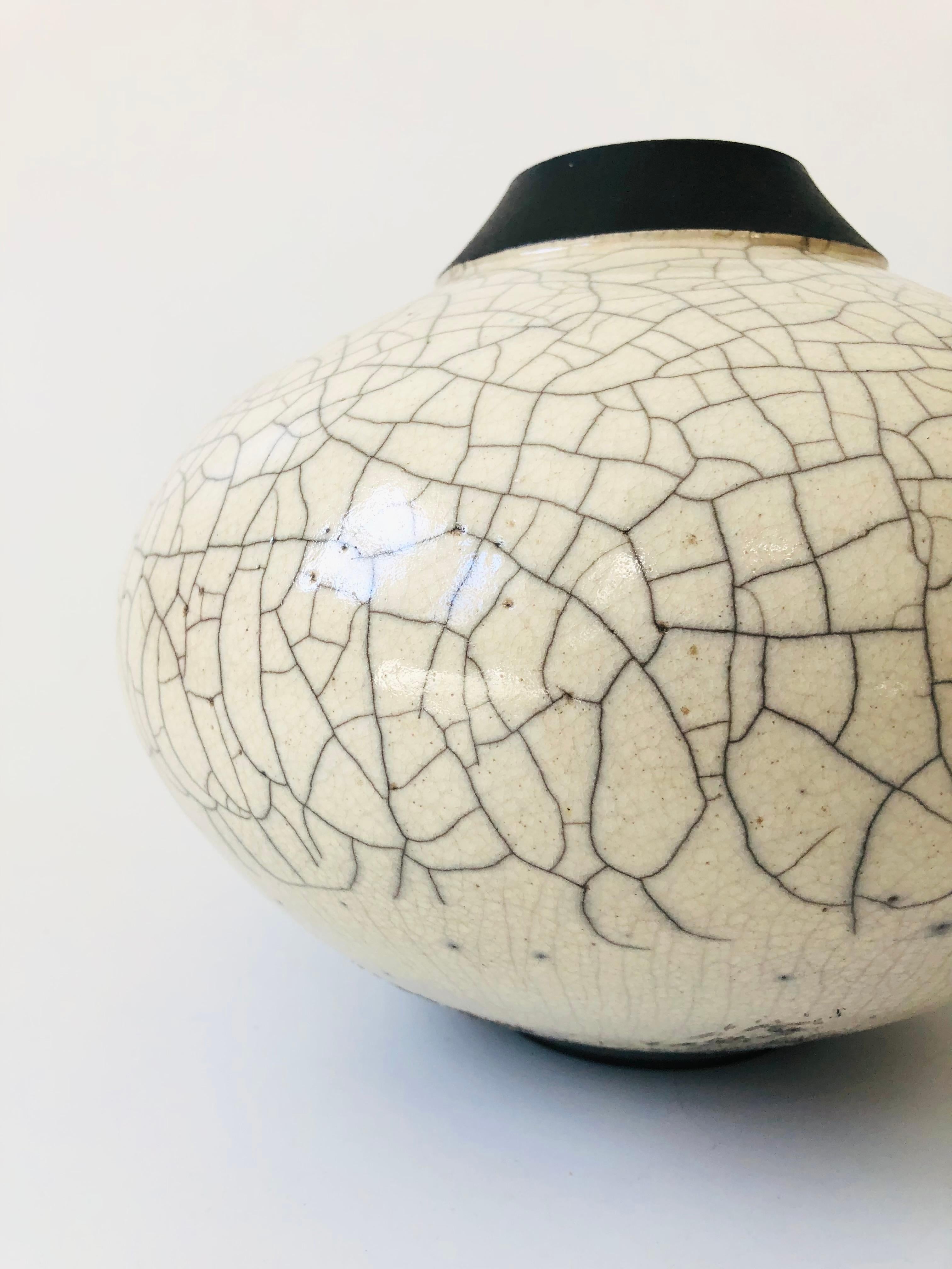 Roger Raku Raku Twoa Large Vintage Two Toned Raku Pottery Vase at 1stDibs