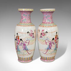 Grands vases vintage orientaux, céramique, urne à balustre, support bâton, Art déco