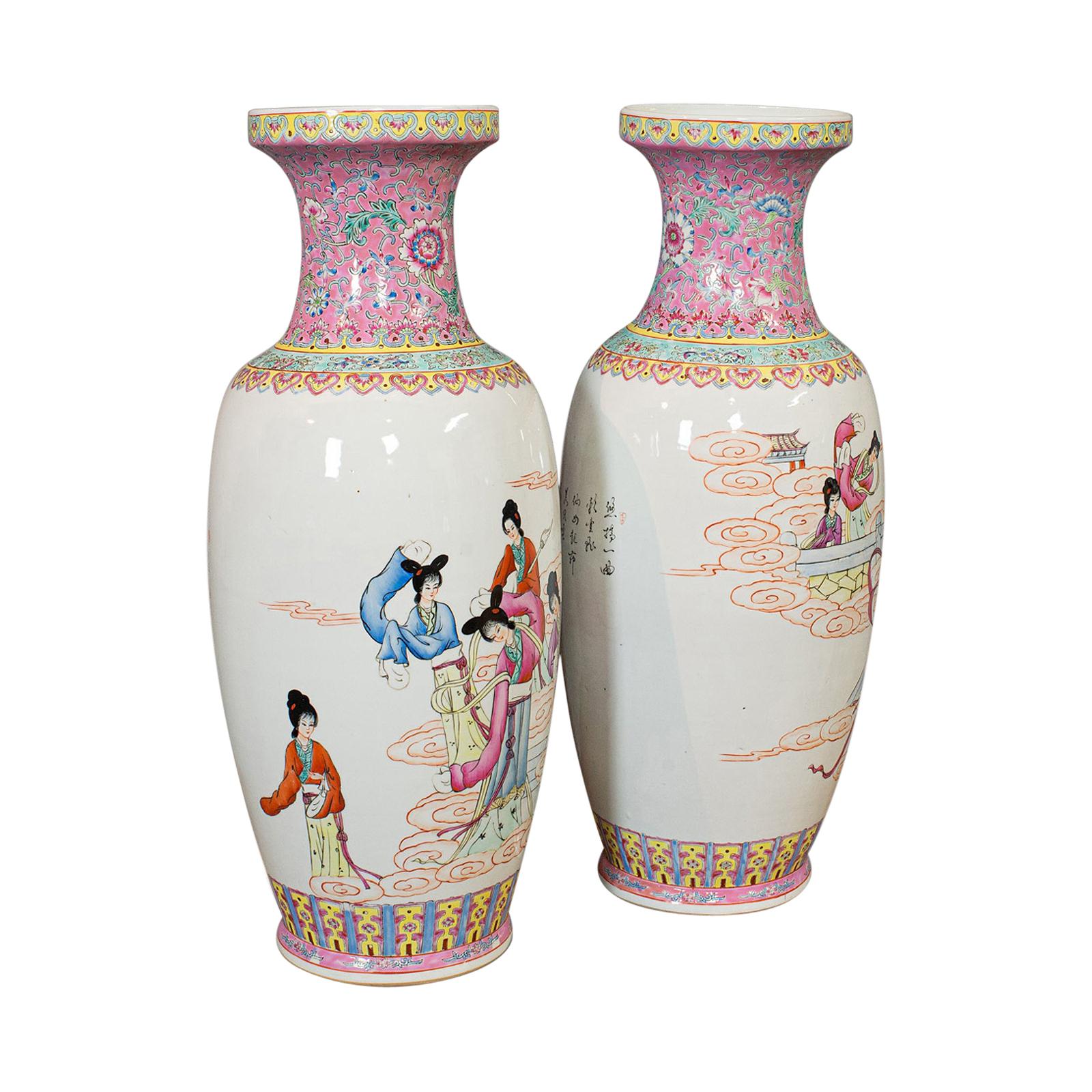 Large Vintage Vases, Oriental, Ceramic, Baluster Urn, Stick Stand, Art Deco