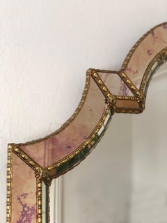 Large Vintage Venetian Brass Mirror – Gold Hollywood Regency, Spanish 1990s
