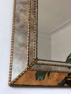 Large Vintage Venetian Brass Mirror – Gold Hollywood Regency, Spanish 1990s