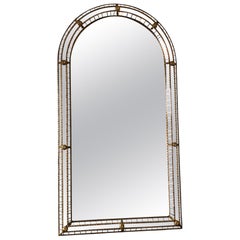Large Vintage Venetian Brass Mirror – Gold Hollywood Regency, Spanish 1990s