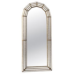 Large Vintage Venetian Full Length Brass Mirror – Gold Hollywood Regency, Spanis