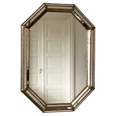 Large Vintage Venetian Octagonal Mirror Hollywood Regency in Gold Spain 1990s