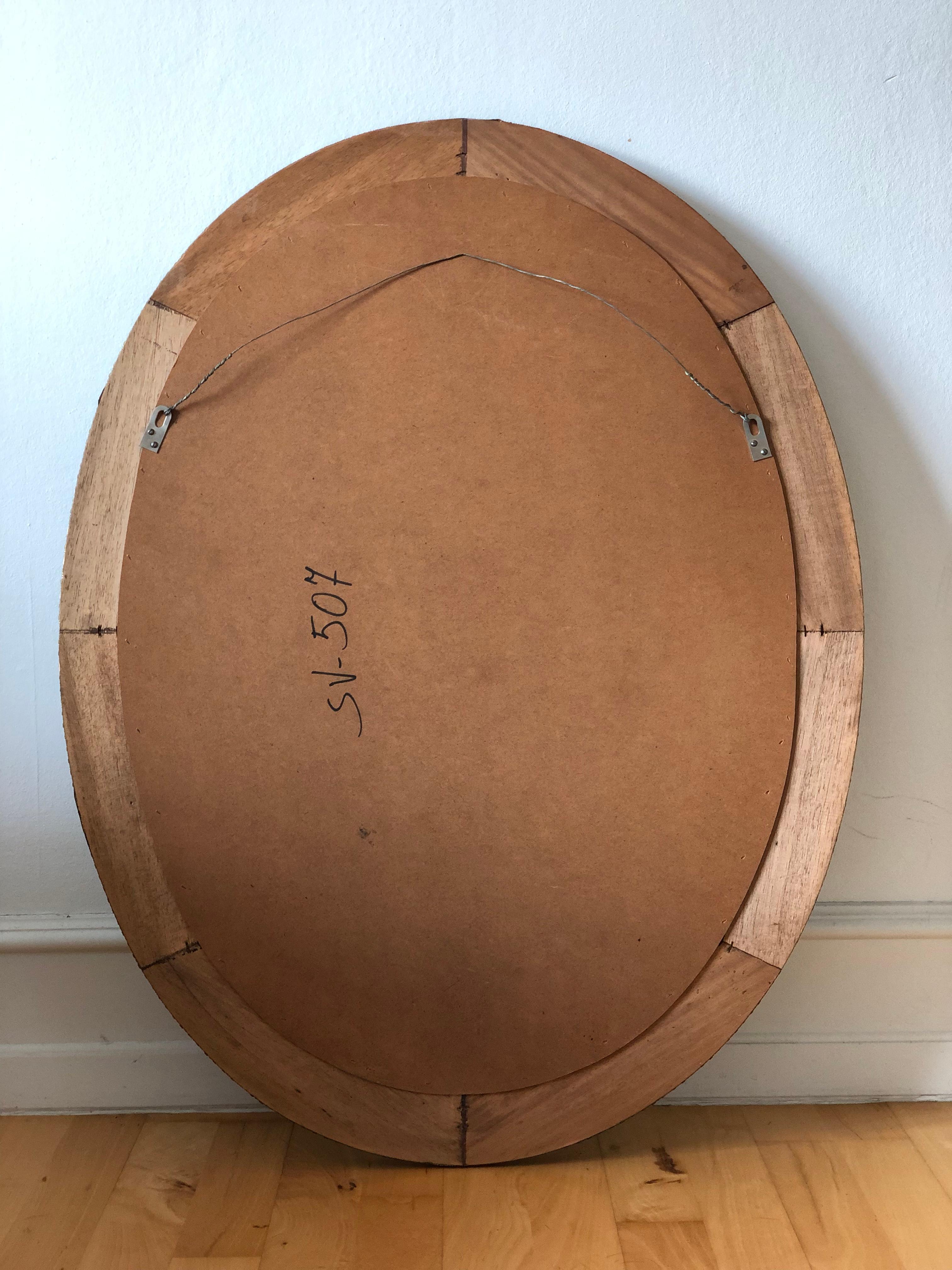 Large Vintage Venetian Oval Mirror Hollywood Regency in Gold Spain 1990s im Angebot 1