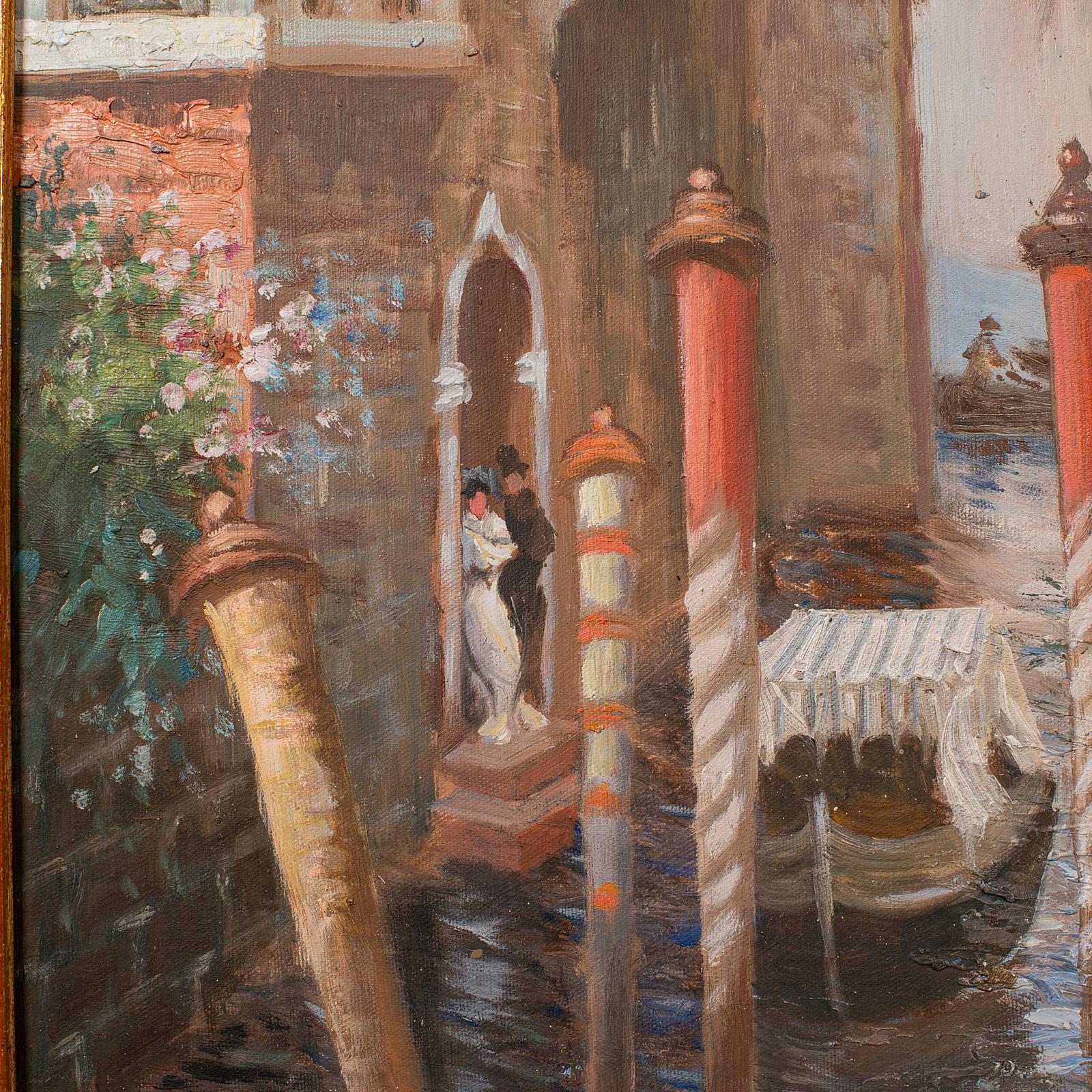 20th Century Large Vintage Venetian Painting, Continental School, Oil on Canvas, Venice, 1980 For Sale