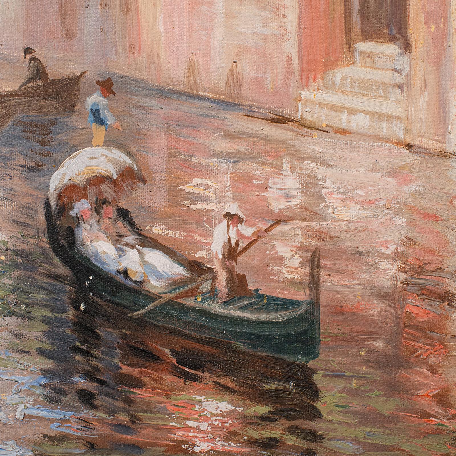 Großes venezianisches Vintage-Gemälde, Kontinentale Schule, Öl auf Leinwand, Venedig, 1980 im Angebot 1