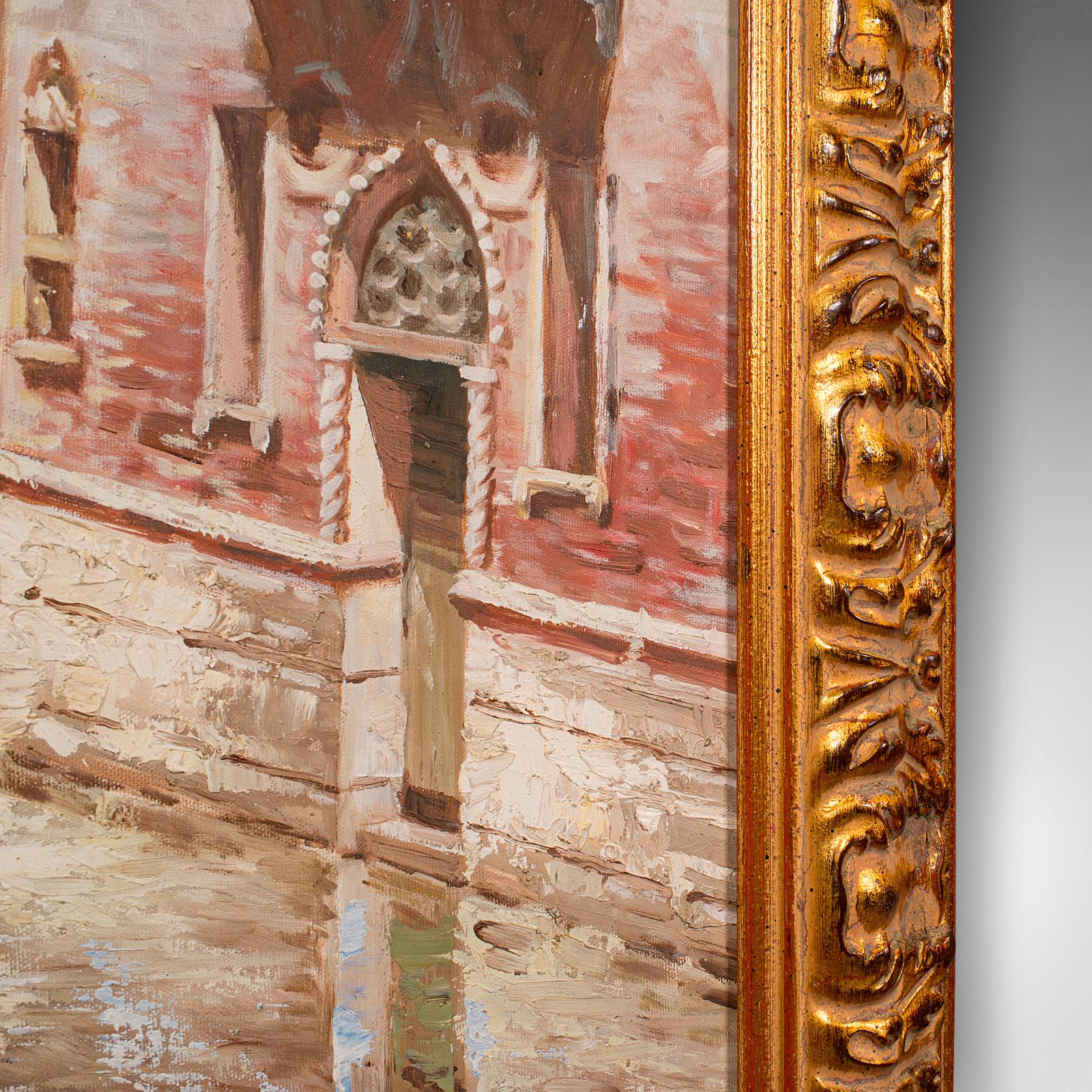 Großes venezianisches Vintage-Gemälde, Kontinentale Schule, Öl auf Leinwand, Venedig, 1980 im Angebot 2