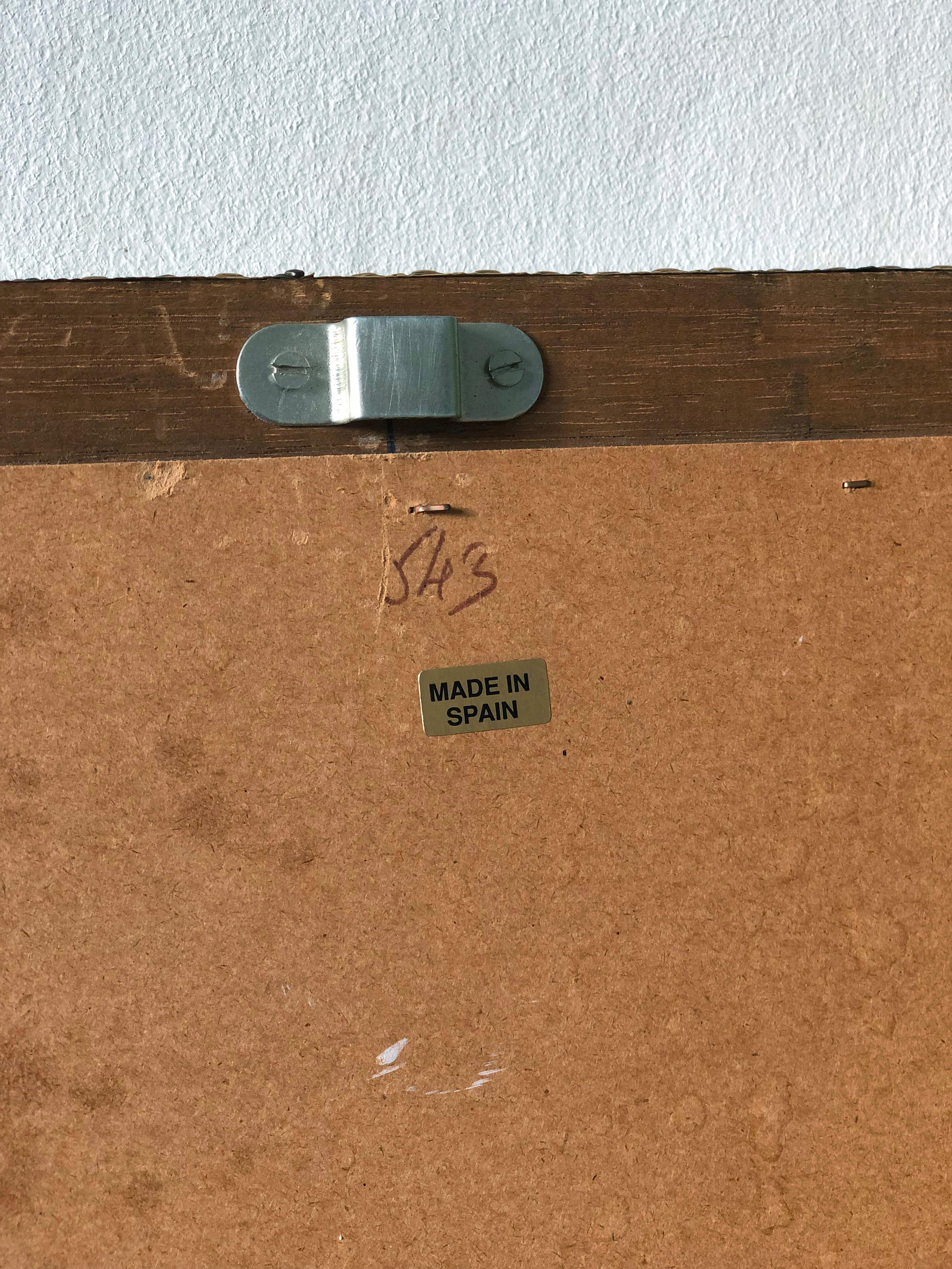 Grande specchio rettangolare veneziano d'epoca Hollywood Regency in oro Spagna anni '90 in vendita 2