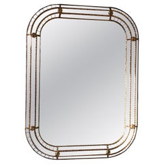 Large Vintage Venetian Rectangular Mirror Hollywood Regency in Gold Spain 1990s