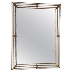 Large Vintage Venetian Rectangular Mirror Hollywood Regency in Gold Spain 1990s