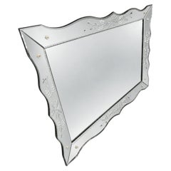 Large Vintage Venetian Style Etched Glass Wall Mirror