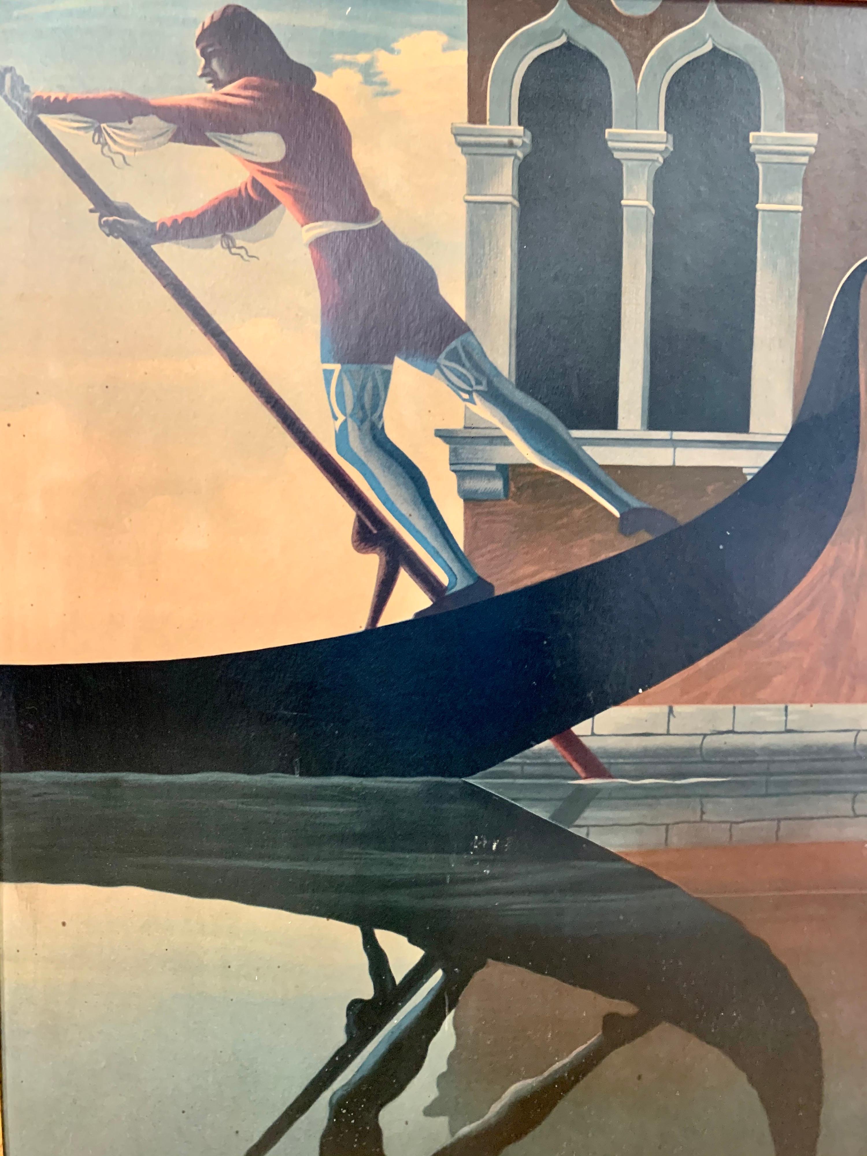 Wood Large Vintage Venezia Venice Italy Framed Travel Poster
