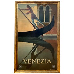 Large Vintage Venezia Venice Italy Framed Travel Poster