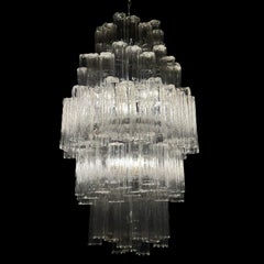 Large Vintage Venini “Tronchi” Murano Glass Chandelier