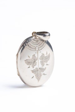 Vintage Silver Ivy Locket Pendant, Circa 1970, European Design