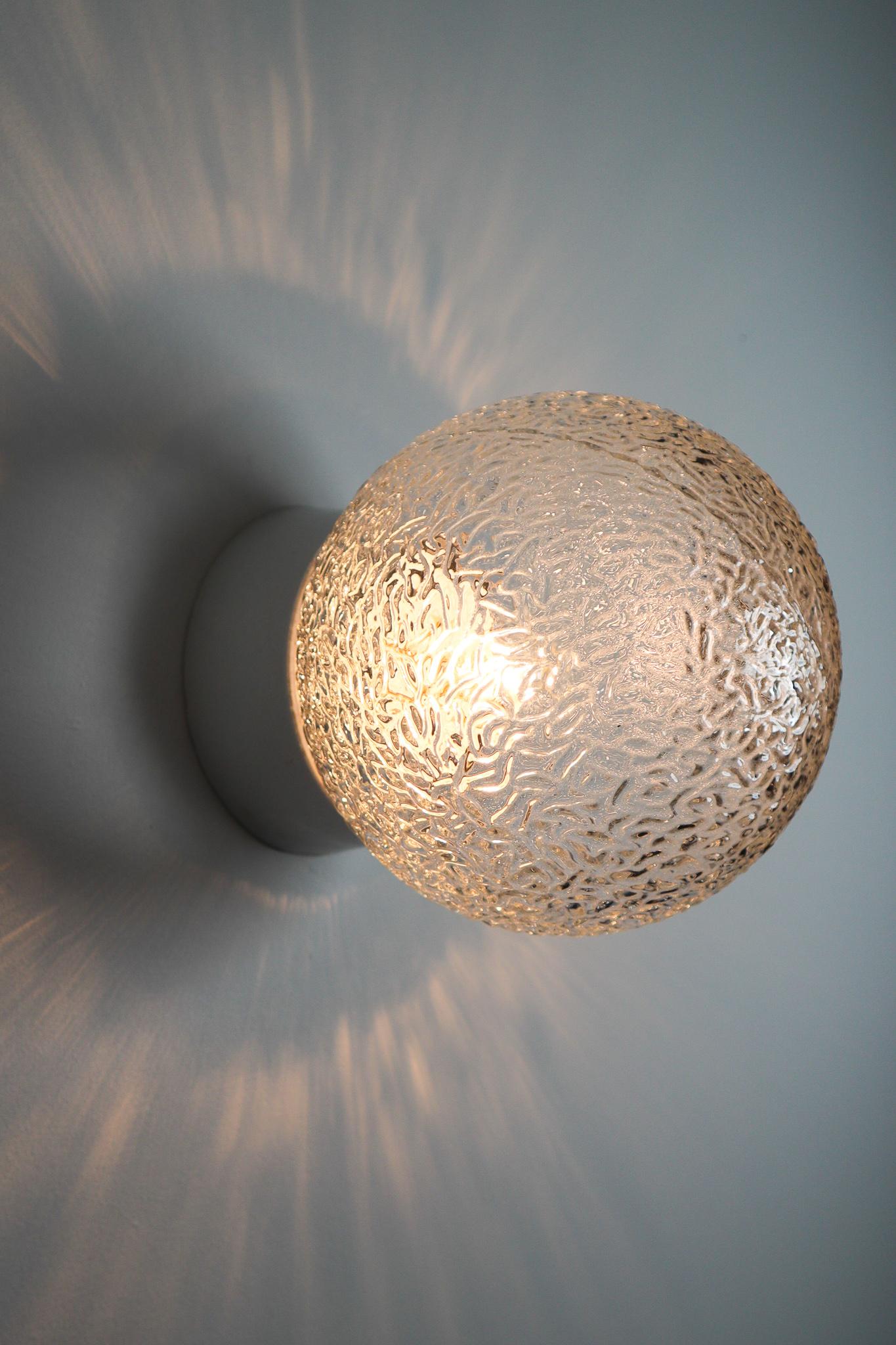 Industrial Large Vintage Wall/ceiling Lights with Glass and Porcelain Base, France, 1960s