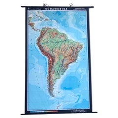 Large Vintage Wall Chart or Poster South America