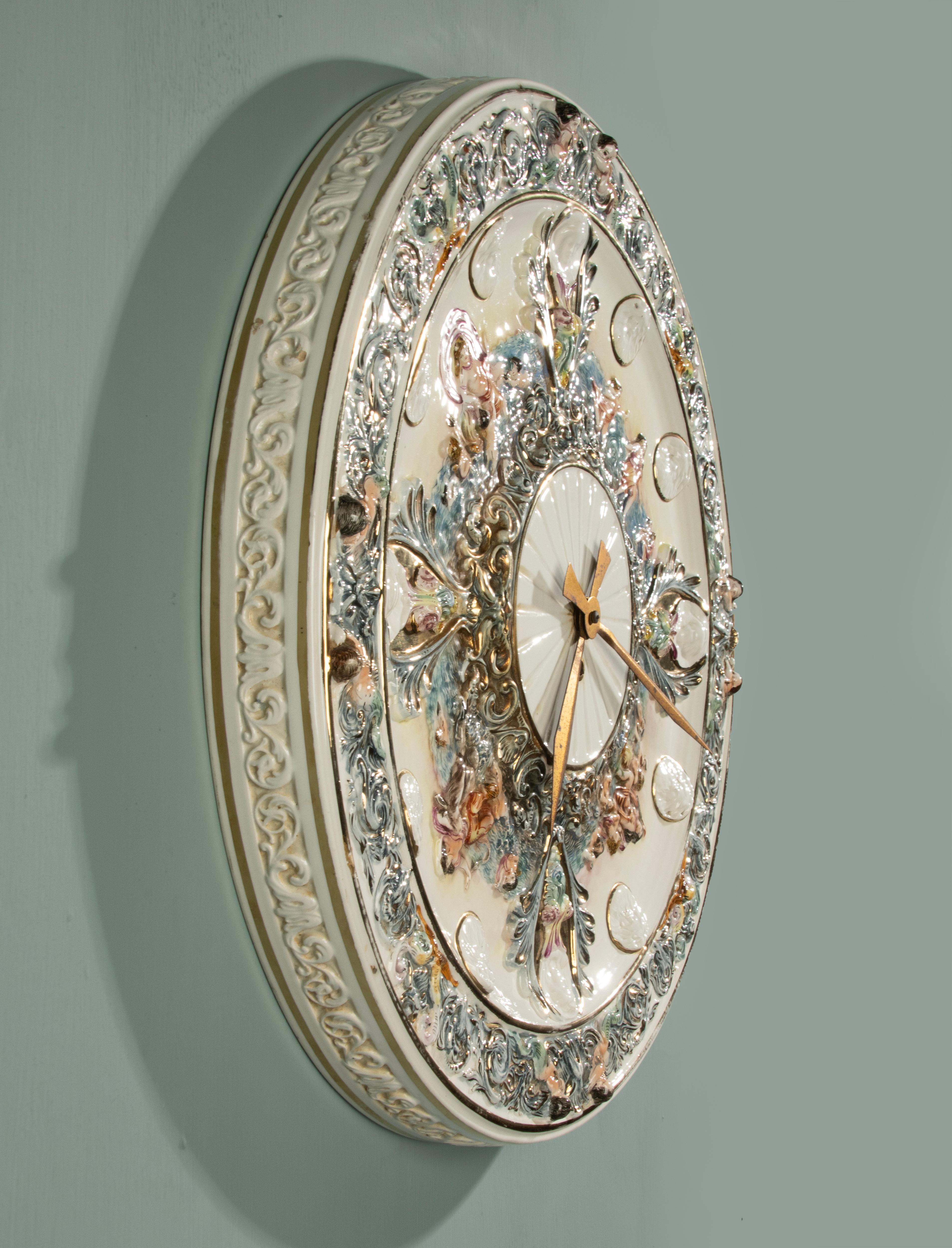 Großer Jahrgang  Wanduhr - Capodimonte - Keramik - Barockstil im Angebot 9