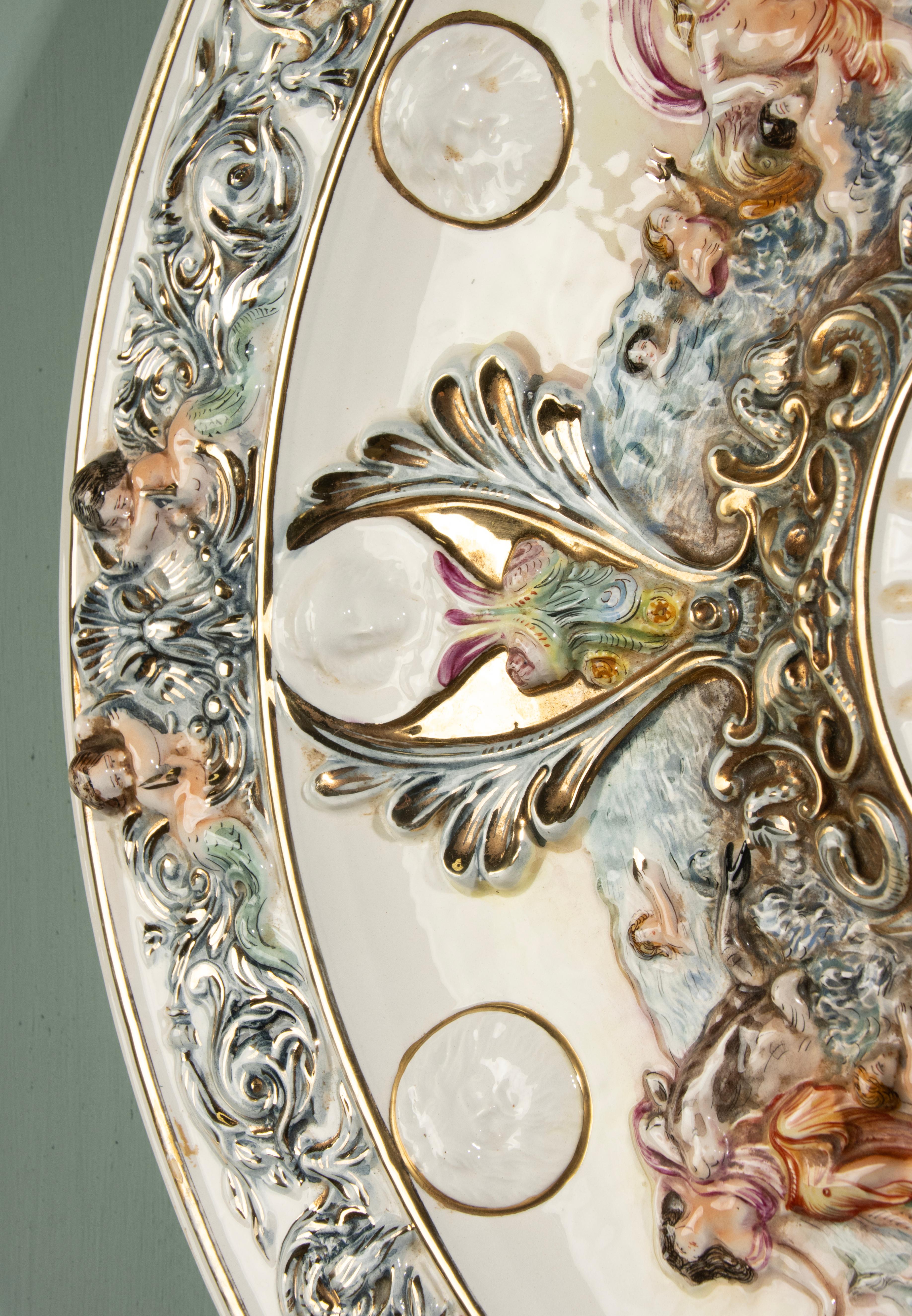 Großer Jahrgang  Wanduhr - Capodimonte - Keramik - Barockstil im Angebot 3