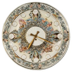 Large Vintage  Wall Clock - Capodimonte - Ceramic - Baroque Style
