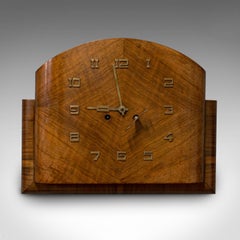 Large Vintage Wall Clock, English, Walnut, Art Deco, Maritime, 8 Day Chime