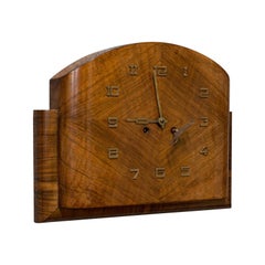 Large Vintage Wall Clock, English, Walnut, Art Deco, Maritime, 8 Day Chime