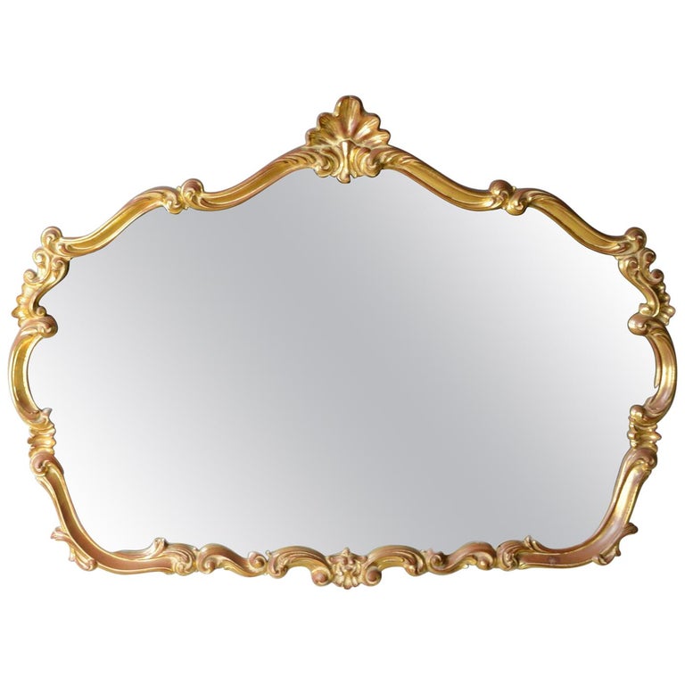 Large Vintage Wall Mirror Rococo Revival Taste English Late 20th Century